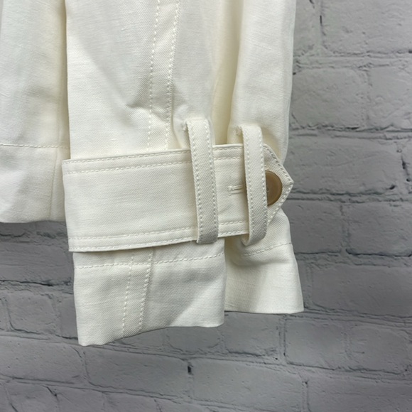 VINCE NWT Linen Cotton Double Breasted Lapel Twill Jacket Off-White size XS - Picture 5 of 10